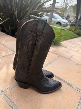 Justin Boots Black Leather Western Cowgirl Boots Size 5.5 B Style L4705